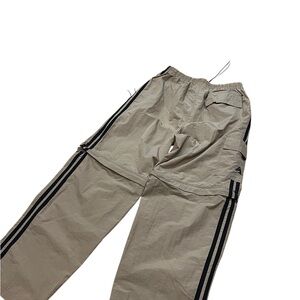 Men's Khaki Cargo Track Pants with Black Stripes